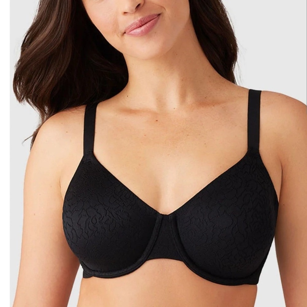 Wacoal Inside Job Underwire Bra Women 40DD Black Floral Jacquard 853307 Classic